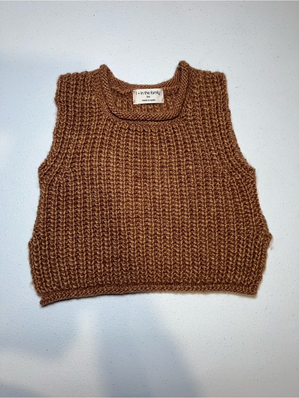 1 + in the family Gabriel Kids Chunky Knit Sleeveless Vest - Brown size 3m